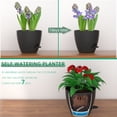 thumbnail image 6 of FIASON 2 Pack 10 Inch Matte Black Self Watering Planters, Modern Plastic Plant Pots with Drainage Holes, Detachable Black Base Tray and Watering Lip for Indoor Outdoor Houseplants, 6 of 9