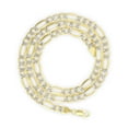 thumbnail image 5 of Nuragold 14k Real Yellow Gold Solid Figaro Link 7.5mm Diamond Cut Pave Chain Necklace (20"-30") Two Tone Italian Jewelry for Men, 5 of 6