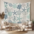thumbnail image 2 of Blue Teal Coastal Large Tapestry for Bedroom Wall Hanging Tapestry,Summer Beach Starfish Coral Nautical Rustic Ceiling Backdrop Tapestries Poster Blanket Wall Decor for Living Room 86" x 104", 2 of 8