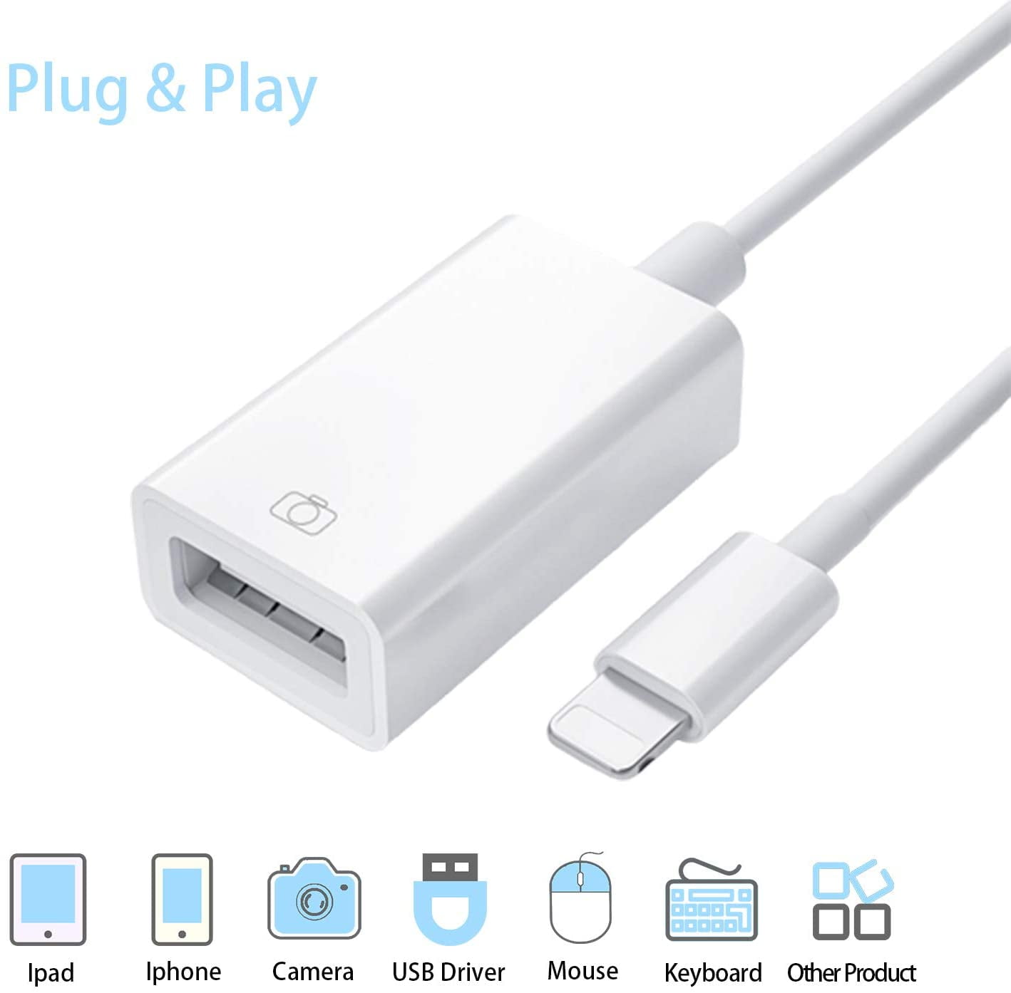 Pat suffer TV set USB Camera Adapter, USB OTG Adapter Compatible with iPhone 11 X 8 7 6 iPad  Air Pro Mini, USB Female OTG Adapter Supports USB Flash Drive, Mouse,  Keyboard Electric Piano Drum, Game Controller - Walmart.com
