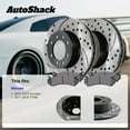 thumbnail image 3 of AutoShack Front & Rear Brake Rotors & Premium Pads for Nissan, TITAN 2011-2015 Armada 2012-2015, 4WD RWD V8 5.6L - E-Coated Drilled & Slotted - ShadowGuard, 3 of 5