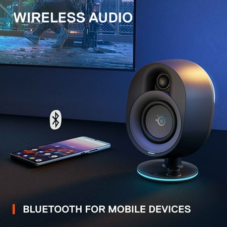SteelSeries - Arena 7 2.1 Bluetooth Gaming Speakers with RGB Lighting (3 Piece) - Black