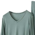 thumbnail image 5 of BiZtdJrK Pajama Sets for Women 2 Piece Long Sleeve V Neck Tops and Pants Matching Casual Set Plus Size Soft Modal Lounge Sleepwear Army Green XXXL, 5 of 6