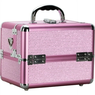 K-Cliffs Pink Krystal 4-Tier Expandable Trays Cosmetic Makeup Case Organizer Travel