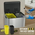 thumbnail image 6 of CAPHAUS Black Dual Trash Can w/ Single Lid, Trash & Recycle Bins Combo, Hands-free Stainless-Steel Garbage Can for Kitchen, with 2 Compartment, Hinged Lid, Odor Filters, Handles, 30L+30L, 2 x 8 Gal, 6 of 9