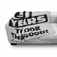 thumbnail image 3 of 30th Birthday Soft Flannel Fleece Throw Blanket, Funny Birthday Slogan in Pictogram Style Middle Aged Theme, Cozy Plush for Indoor and Outdoor Use, 50" x 70", Black and White, by Ambesonne, 3 of 6