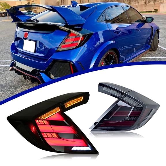 PrismBeam LED Tail Lights For 2016-2021 10th Gen Honda Civic Hatchback Type R Set