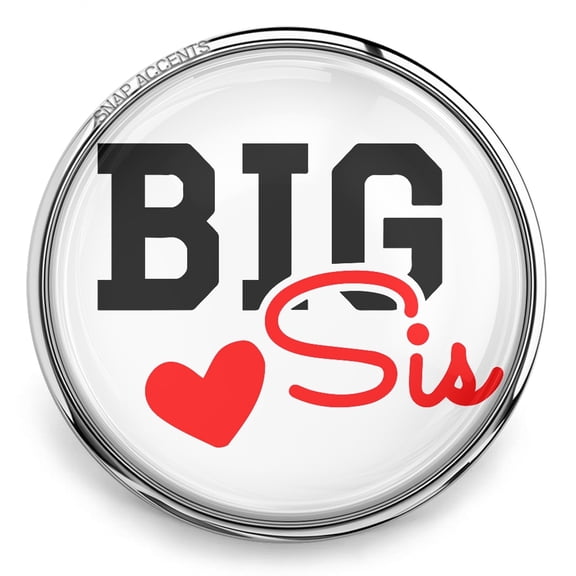 Choose Color | Big Sister Heart Snap Jewelry Ginger Charm Button, For Interchangeable DIY Customizable Accessories