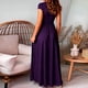 thumbnail image 4 of Vestido largo plisado con escote en V profundo para mujer: vestido de fiesta de noche con abertura y cintura alta, diseño estampado de poliéster, 4 of 7