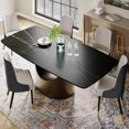 thumbnail image 3 of POVISON 8PCS Mordern High Back Dining Room Chairs, Black Faux Leather, Metal Legs, Density Sponge, 3 of 9