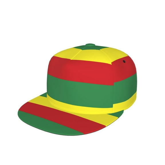 Ethiopian Flag Flat Brim Trucker Cap Adjustable Snapback Hat For Men Women