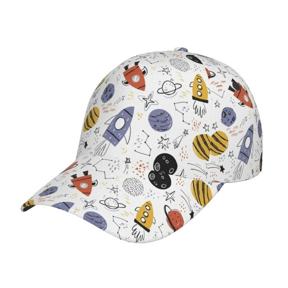 Balery Baseball Cap Adjustable Size for Running Workouts and Outdoor Activities All Seasons Dad Hat(Rocket Planets)