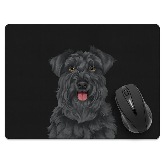 WIRESTER 13.77x10.23 in Rectangle Mouse Pad with Non-Slip Rubber Base for Computers, Laptop, Office & Home - Black Miniature Schnauzer Dog