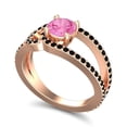 thumbnail image 2 of 2.50 Carat Round Cut Pink Sapphire & Black Onyx Gemstone Classic Women Ring for Women 18K Rose Gold Size 8.5 by Diamond-Capitals, 2 of 8