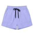thumbnail image 6 of Cagogo Women's High Waisted Drawstring Shorts with Pockets Quick Dry Casual Loose Sport Shorts Summer Beach Work Lounge Athletic Shorts, Purple M, 6 of 6