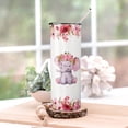 thumbnail image 3 of Cute Elephant Tumbler with lid and straw, 20 oz Watercolor Elephant Cup, Elephant and Floral Insulated Tumblers, Just A Girl Who Loves Elephants Gift for Women, 3 of 6