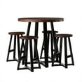 thumbnail image 3 of 5-Piece Distressed Solid Wood Counter Height Dining Set - Mahogany / Black, 3 of 6