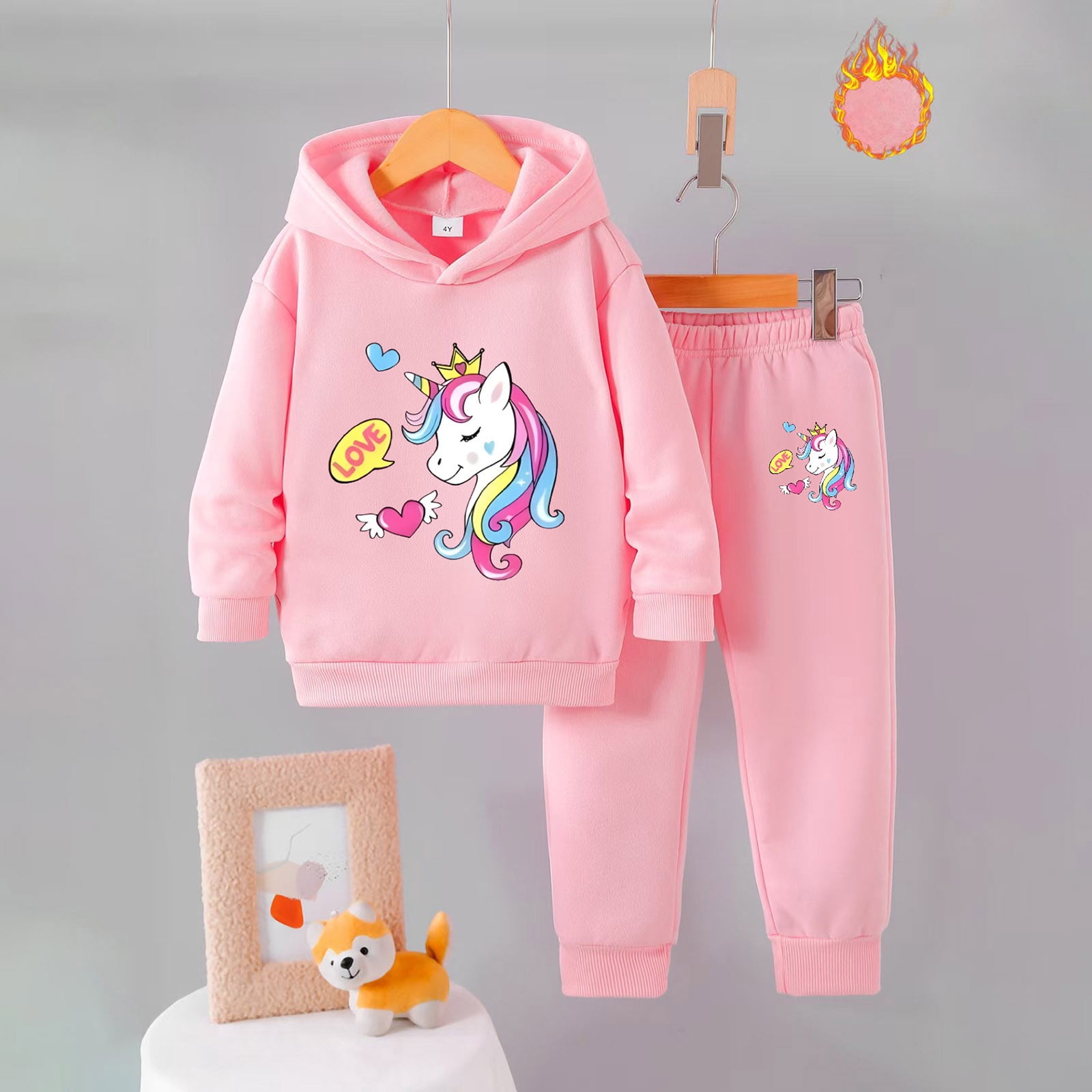 Zshosam Toddler Girls Winter Clothing Sets Girls Graphic Jogging Suits Sweatsuits 2 Piece Set Hoodie and Sweatpants Fall Winter Clothes Size 6T 7T,(Pink 6-7 Years)