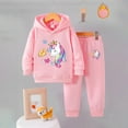 thumbnail image 2 of Ulanda Kids Girls 2-Piece Outfits Cotton Tracksuit Long Sleeve Hoodies Sweatshirts Sweatpants Sweatsuit Jogger Set (Pink, 3-4 Years), 2 of 9