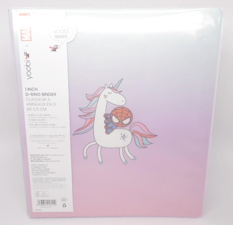 Yoobi x MARVEL 1' D-Ring Binder PVC Free Printed Spider-Man Riding Unicorn Ombre