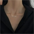 thumbnail image 2 of Boho Bent Bar Pendant Necklace Tube Bar Necklace Silver Round Tube Necklace Curved Bar Necklace Minimalist Choker Necklace Jewelry for Women, 2 of 7