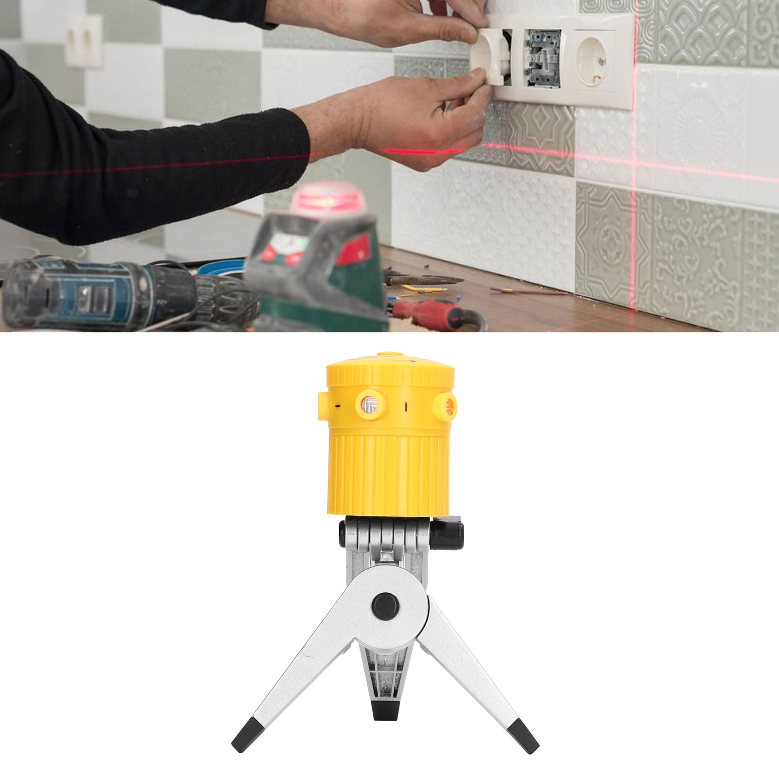 Yajisi High Accuracy Multifunctional Laser Line Level Measurement Tool with LED Indicator and Tripod, 26.2 ft / 8 m Range