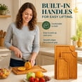 thumbnail image 3 of 3-Piece Wooden Cutting Board Set with Juice Grooves, Mango Wood Chopping Boards for Kitchen Prep and Charcuterie Serving, Eco Friendly Multi Size Cutting Boards with Built-in Handles (Natural), 3 of 9