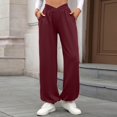 thumbnail image 6 of Gyexs Womens Wide Legs Sweatpants Petite Low Rise Palazzo Track Pant Drawstring Athletic Straight Joggers with Drawstring, , Size XXL, 6 of 8