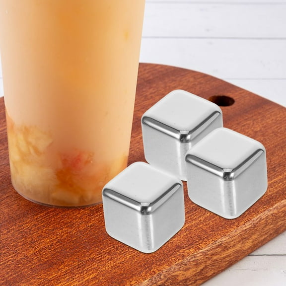 Masteelf 6pcs Stainless Steel Ice Cubes Whiskey Cubes Metal Whiskey Rocks Tool Reusable Ice Stones Rocks for Drinks Chilling Whiskey Wine Silver (Boxed)