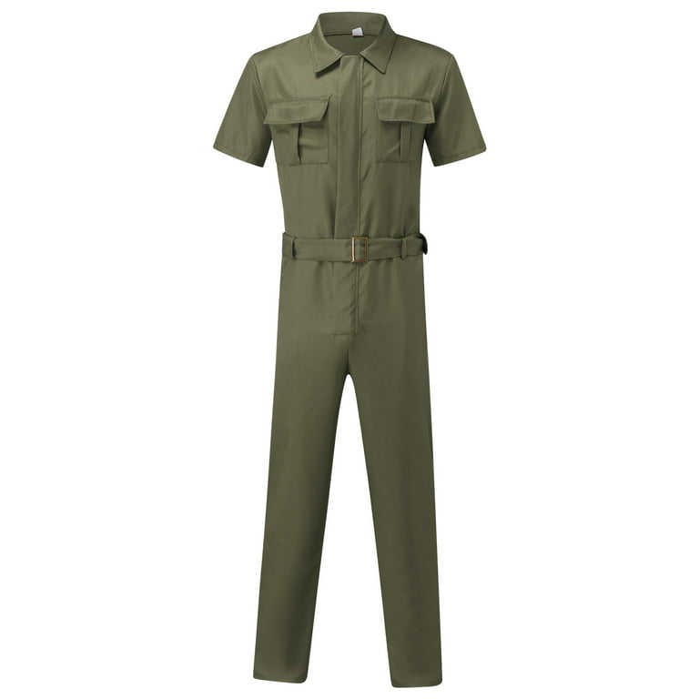 With Pockets Zipper Solid Men's Spring Color Tooling Lace-up Pants Jumpsuit  Short-sleeved And Summer Rompers Men's pants 9 10 Band 1 Olive Cargo Pants  Regular Size Convertible Cargo Pants Slim Fit 