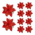 thumbnail image 3 of Five-Pointed Pine And Cypress Leaf Silver $10Pcs Christmas Gold Powder Flower Christmas Decorations Poinsettia Flower Head Double Layer Gold Powder Flower, 3 of 5