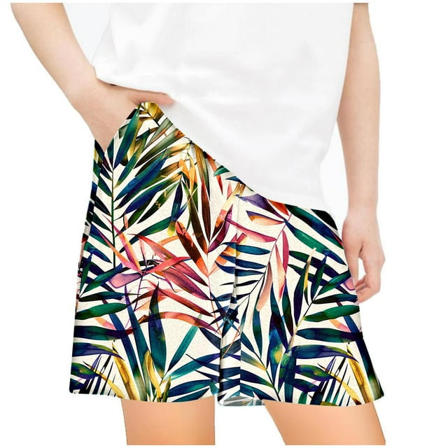 Odeerbi 5-14 Años Niños Niñas Pantalones Cortos de Estampado Tropical Hawaiano Pantalones de Baño En Seco Rápido Pantalones Cortos de Tabla de Playa Pantalones Cortos Deportivos