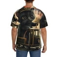 thumbnail image 3 of Vsdgher Adorable Kitten On Mini Train Men's Cuban Shirt, Hawaiian Shirts, Business Casual Button Down Shirts, Short Sleeve Shirt-XX-Large, 3 of 5