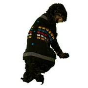 Vibrant Life Fall Black Paw Cardigan Dog Sweater