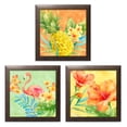 thumbnail image 2 of Gango Home Decor Beautiful Watercolor-Style Tropical Hisbiscus, Pineapple & Flamingo Set; Three 12x12in Art Prints in Brown Frames, 2 of 7