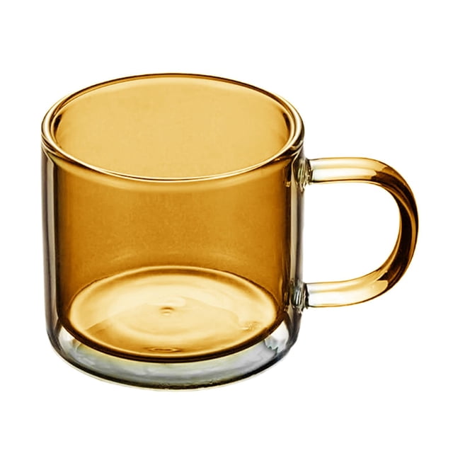 Vaso de vidrio antiescaldamiento, de boca redonda, para whisky, cerveza, para cafetería en casa marrón