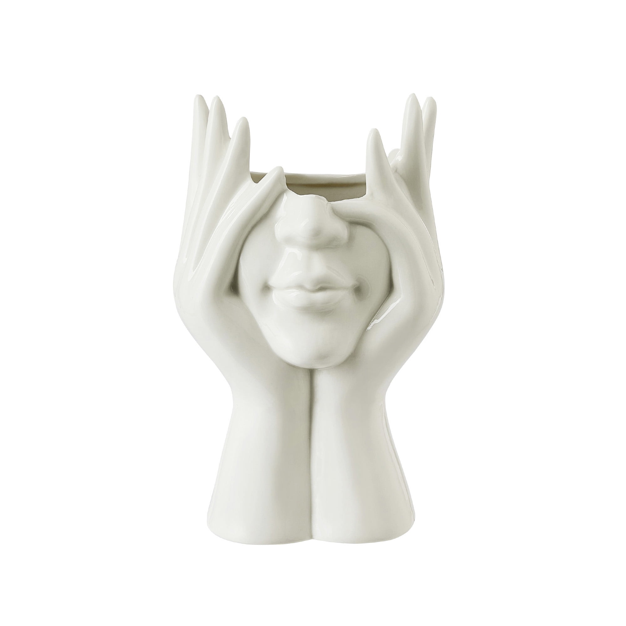 Nordic Flower Vase, Human Face Art Vase Modern Sculpture White Planter