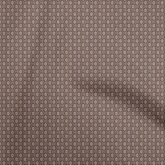 oneOone Cotton Poplin Brown Fabric Asian Kilim Craft Projects Decor Fabric Printed By The Yard 42 Inch Wide