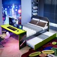 thumbnail image 3 of Full Size Day Bed Frame with Twin Size Trundle and USB Charging Ports, Wood Daybed with Build-in Desk for Bedroom, Apartment, Home Office, Space-Saving Design, Mattress Not Included, Green, 3 of 9