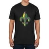 Mardi Gras Ornate Colorful Fleur-de-Lis Black Soft Adult T-Shirt - Medium