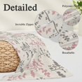 thumbnail image 2 of Pink Grey Botanical Pillow Covers, Linen Long Throw Pillow Case, Rustic Country Spring Floral Summer Leaf Holiday Pillow Protector Decorative Cushion Cover for Living Room/Bedroom 12" x 20", 2 of 8