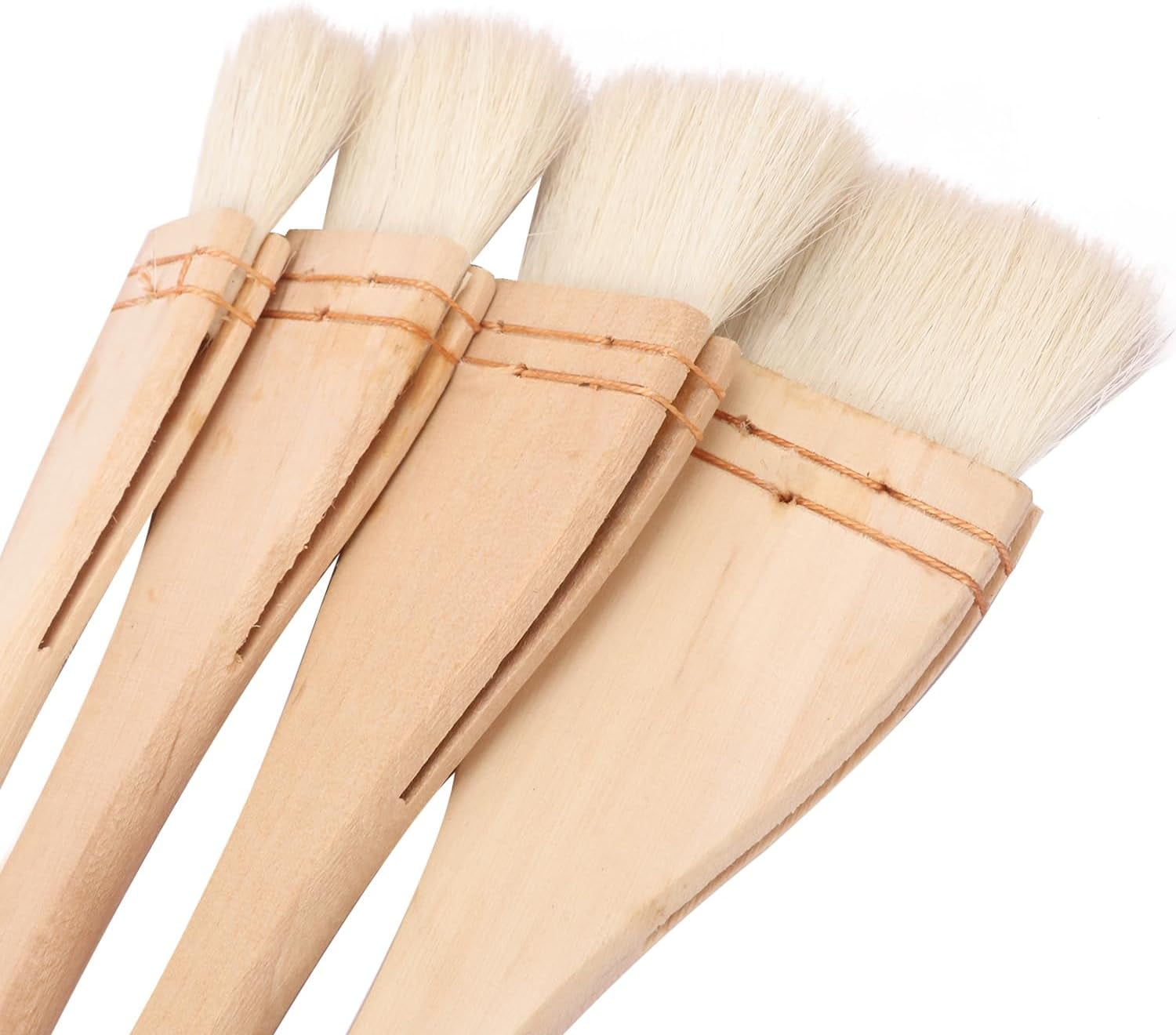 ABCISI 12 Pack Hake Brush, 1in / 1.5 in / 2in / 2.5in Flat Hake Brushes Set, Crafted with Premium Goat Hair Bristles, Ideal for Watercolor, Wash, Ceramic and Pottery Painting