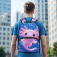 thumbnail image 6 of POLERO Axolotl Underwater Theme Multi Pockets Backpack, Polyester Breathable Mesh Back Panel Large Capacity School Backpack for Daily Use Outdoor, 6 of 10