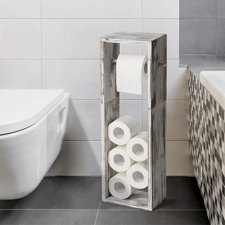 Toilet Paper Holder Wood Bathroom Toilet Tissue Paper Roll Storage