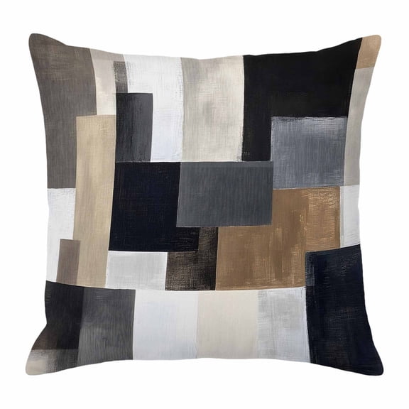 Gray Brown Black Painting Throw Pillow Cover Abstract Art Cotton Linen Cushion Cover Throw Pillow Case with Invisible Zipper for Couch Sofa Bed Chair Car 18x18 Inch