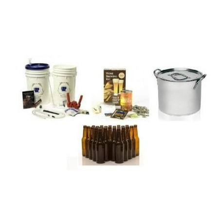 Brew Kit - Complete Home Brew Starter Kit with Ingredients, Stainless Stock Pot, and Bottles