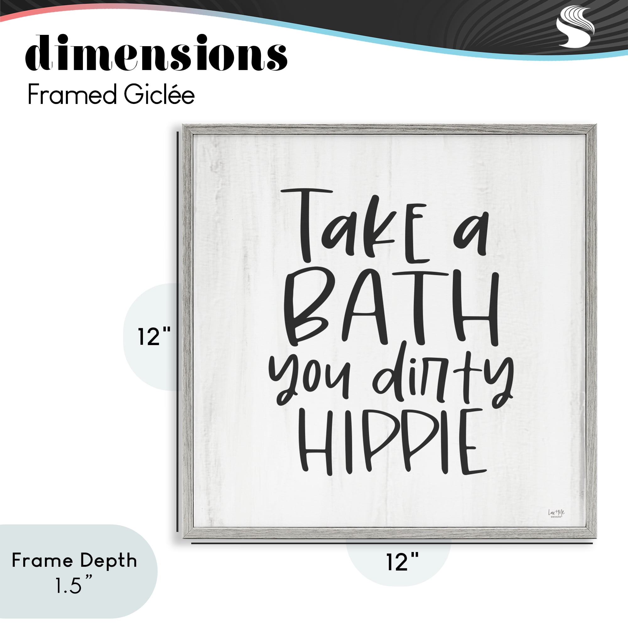 Stupell Industries Take A Bath Dirty Hippie Gray Framed Giclee Art, design by Lux + Me Designs
