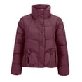thumbnail image 6 of VISALY Women's Oversized Puffer Full Zip Quilted Bubble Coats Padded Long Sleeve Winter Warm Coat Zip Up Short Puffer Tunic Jackets Purple M, 6 of 8