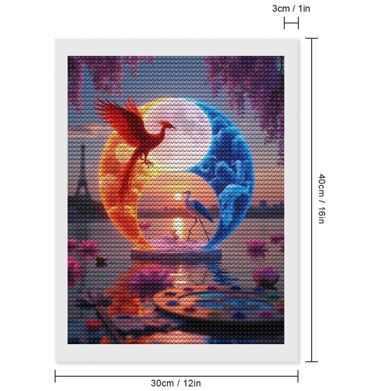 Diamond Art Kits for Adults, Parisian Sunset Yin Yang Birds 5D Diamond Painting Kits for Adults Beginners, DIY Full Drill Diamond Painting, Gem Art and Crafts 12x16