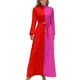 thumbnail image 1 of Vestido largo con bloqueo de color rojo y rosa, vestidos casuales, vestidos de fiesta de lujo para mujer, ropa de graduación, 1 of 4